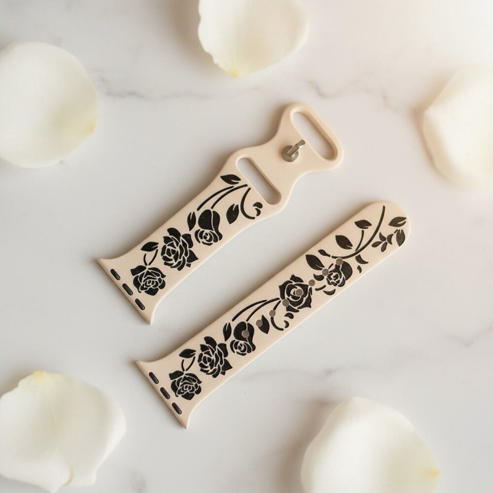 Floral Engraved Band Compatible with Apple Watch 42/44/45/49mm